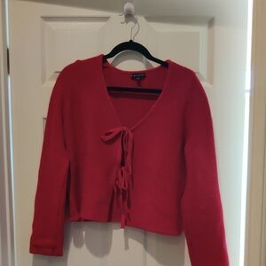 Women's Red Sweater with Tie Front